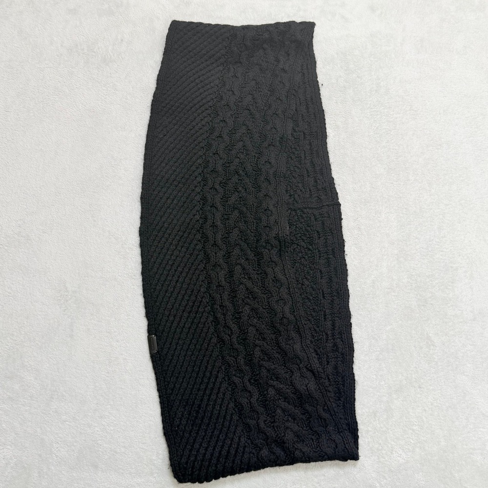 Coach Black Leg Aran Knit Infinity Scarf Women OS NWT Cashmere Wool Luxury